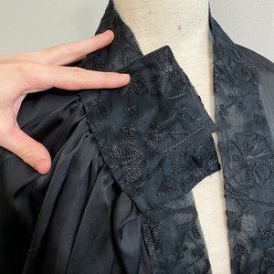 poly charmeuse and silk lace robe shirt